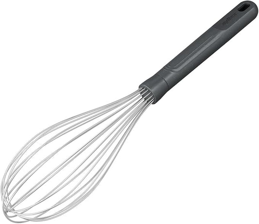 Zyliss Balloon Whisk - Sustainable Wheatstraw Handle Wire Head Whisk - Nonstick Heat-Resistant Cooking Tool for Whisking, Beating, & Mixing Cookware - Easy to Use - 11.8" x 2.5" - Beluga Grey - Large