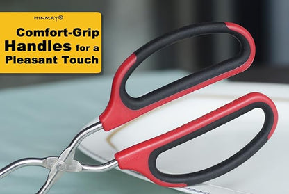 HINAMY Stainless Steel Scissor Tongs with Comfort-Grip Handle 13-Inch, Set of 2