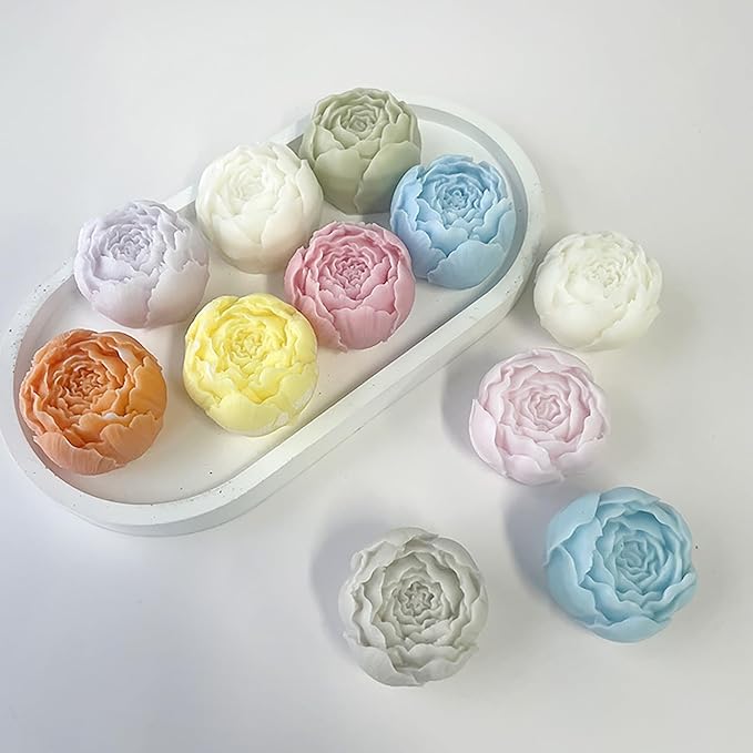 2 Pack Bud Flower Candle Mold - Resin Casting and Soap Making Silicone Molds for Home Decor - 3D Animal Clay Mold