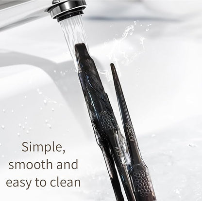 Premium Black Cooking Tongs - 304 Stainless Steel, Comfortable Grip, Non-Slip Design, High Heat Resistant - Ideal for Home, Kitchen, Barbecue & Frying Steak (black, 9 ＋12Inch)
