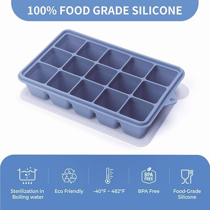 2 Tbsp Silicone Freezer Molds - Perfect for Storing Garlic, Herbs, Ginger, Pesto, Tomato Paste, Lemon Juice, Purees and More - Silicone Food Freezer Tray (Blue 4 Pack)
