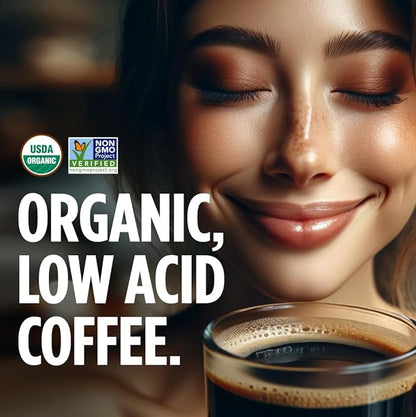 VitaCup Perfect Low Acid Instant Coffee Packets, Dark Roast Coffee, USDA Organic & Fair Trade, Third Party Tested for Mycotoxins & Pesticides, Single Origin, Clean & Pure, 24 ct