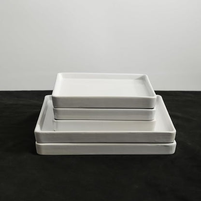 Stone Lain Grace Square Stoneware Dinnerware Set, 12 Piece Service For 4, Plates and Bowls Dish Set, White