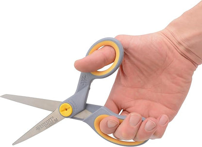 Westcott 8-Inch Titanium-Bonded Scissors with Adjustable Glide Feature for Office and Home - Gray/Yellow