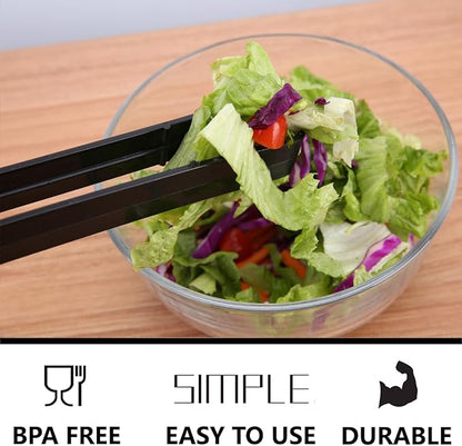 24 Pieces Plastic Salad Tongs, Black Kitchen Serving Tongs, 9 Inch Disposable Utensils Set, Perfect for Buffets and BBQ, Food Safe Material (24, Black)