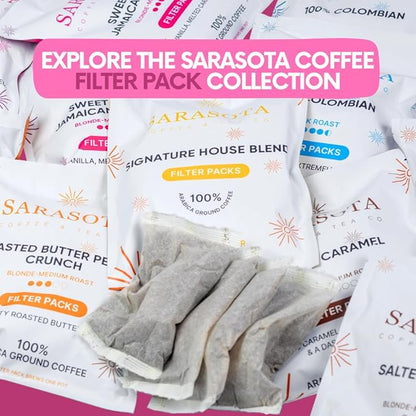Ground Flavored Coffee In Filter Packs | Sweet Cream Jamaican Me Crazy | Medium Roast Low Acid Mold Free Pouches | Highest Rated Gourmet Bulk Individual Premeasured Packets for 10-12 Cup Drip Maker