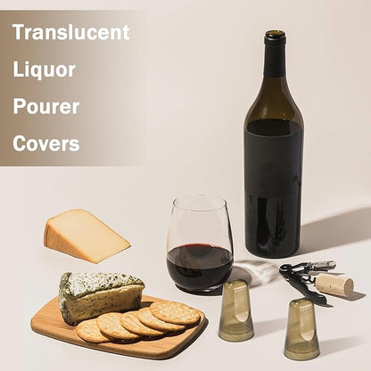 Chengu 80 Pieces Liquor Bottle Covers Pour Spout Covers Bar Toppers for Bottles Universal Pour Dispenser Dust Translucent Silicone Rubber Spout Caps for Bar Home Kitchen Tools Supplies (Champagne)