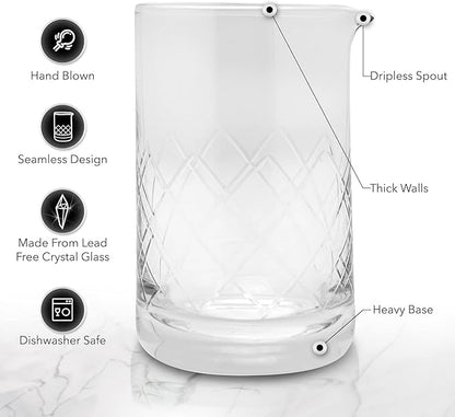 Cocktail Set - Stainless Steel, Essential Cocktail Set Includes Jigger, Hawthorne Strainer, Shaking Tins, Mixing Glass, Barspoon (Set of 6)