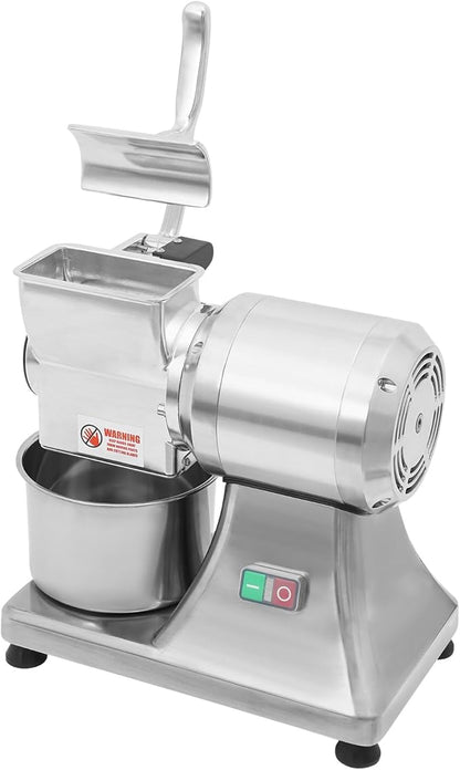 Electric Cheese Grating Machine, 550W 110V Multifunctional Automatic Vegetable Cutter and Food Processor Stainless Steel Crushing Barrel Food for Cheese Butter Bread Bran 88Lbs/h Production