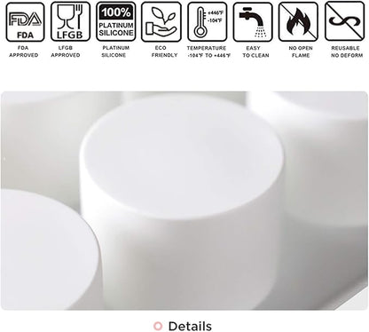 OCPO KITCHEN Tall Cylinder Silicone Molds for Mousse Cake, 3D Silicone Baking Mold for Brownie French Dessert Pastry Ice Cream Cake Decoration Mold, Cylinder Shape (8-cavity)