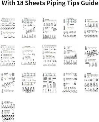 Piping Practice Board Guide Paper Sheets 250+ Icing Practice Sheets Set Cake Decorating Tips Techniques Tutorial (250+ Pattern/Waterproof)