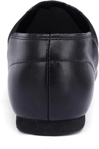 Linodes Unisex 006 PU Leather Upper Slip-on Jazz Shoe for Women and Men's Dance Shoes