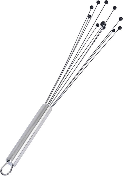 Restaurantware-German Standard 12.6 Inch Ball Whisk, 6 Kitchen Whisks With Silicone Balls - Ergonomic Handle, Dishwashable, Stainless Steel Manual Egg Beater, Durable, For Whisking, Stirring, Mixing