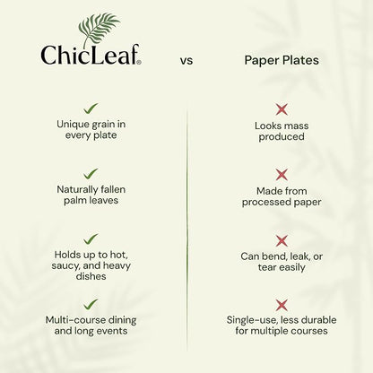 Chic Leaf Square Bamboo Palm Leaf Disposable Plates - 8" Pack of 100 - Biodegradable & Compostable Dinnerware - Disposable Party & Appetizer Plates - Eco-Friendly Dessert Trays