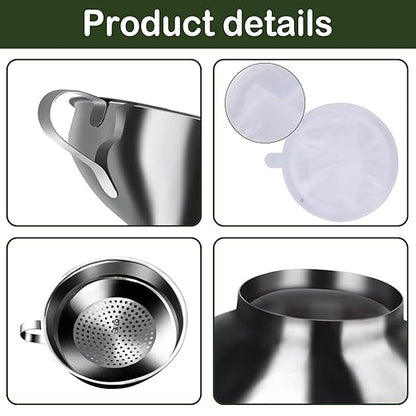 Yevior Canning Funnel for Filling Mason Jars - Wide Mouth Funnels for Kitchen Use Filling Bottles - Kitchen Gadgets Canning Supplies Kit - Stainless Steel - 5 Pack