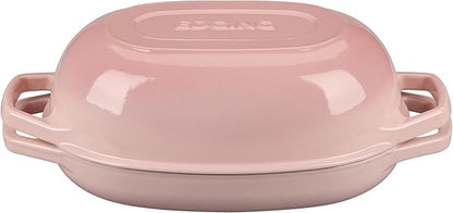 Enameled Cast Iron Oval Dutch Oven Pot with Lid, Dutch Oven for Sourdough Bread Baking, Oval Bread Pan, 5qt, Pink