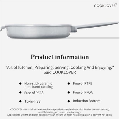 COOKLOVER Nonstick Ceramic Fry Pan, Non-Toxic, PTFE&PFOA Free, Induction Compatible Egg Skillet Frying Pan with Heat Resistant Handle, 11 Inch – Gray