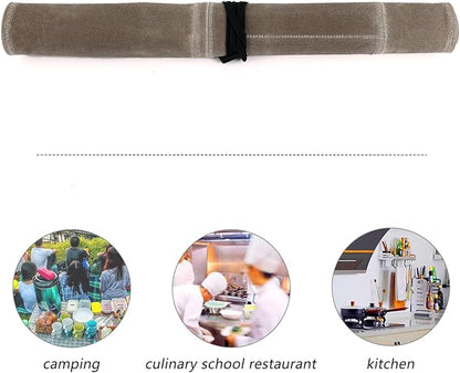 Chef’s Knife Roll Case, Waxed Canvas Cutlery Knives Holders Protectors, Home Kitchen Cooking Tools And Utensils Wrap Bag Wallet, Multi-Purpose Brush Roll Bag, Travel Tool Roll Pouch