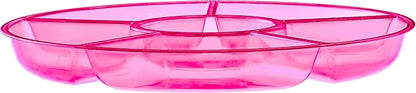 Plasticpro 6 Sectional Round Plastic Serving Tray/Platters Pink Pack of 8