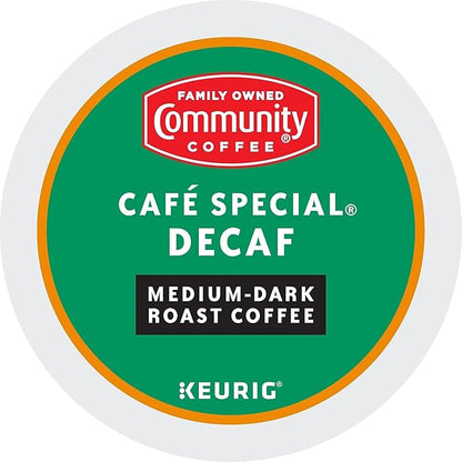 Community Coffee Cafe Special Decaf 24 Count Coffee Pods, Medium Dark Roast, Compatible with Keurig 2.0 K-Cup Brewers, 24 Count (Pack of 1)
