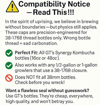 Kombucha.com Carbo-Caps: The Swingtop Slayer and Ultimate Carbonation System for Craft Beer & Kombucha Home Brewing. Viva La Revolución! (65 psi (High Carbonation), 1 Carbo-Cap + PRV)