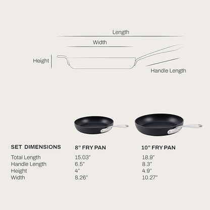 All-Clad HA1 Hard Anodized Non Stick Fry Pan Set 2 Piece, 8, 10 Inch, Induction, Oven Broiler Safe 500F, Pots and Pans Set, Kitchen Frying Pans, Skillets, Premium Cookware, Home, Dishwasher Safe Black