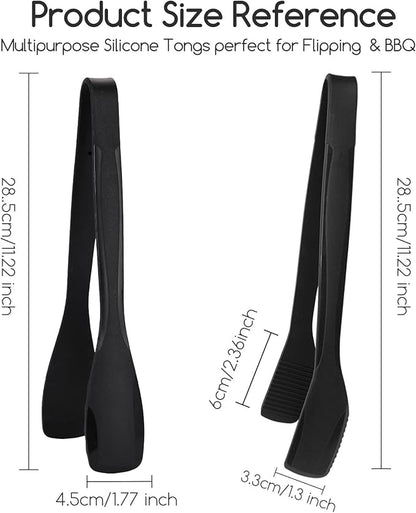 SOLEADER 11 Inch Silicone Tongs for Cooking Heat Resistant, Lightweight Non-Scratch Stainless Steel, Kitchen & BBQ Tools with Silicone Tips for Flipping Fish, Steak, Toast & Bread (2-Pack)