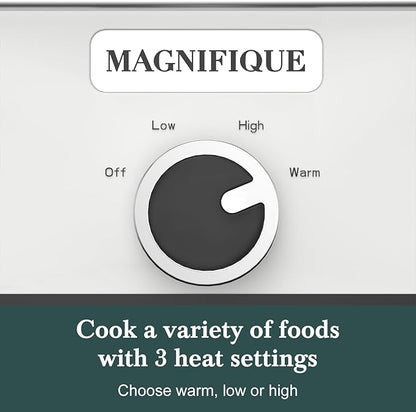 MAGNIFIQUE 4 Quart Casserole Slow Cooker with Ceramic Baking Dish - Perfect Small Kitchen Appliance Crock Pot for Family Dinners, Oven Safe and Durable Bakeware for Lasagna, Roasts