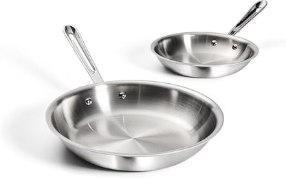 All-Clad D3 3-Ply Stainless Steel Fry Pan Set 2 Piece, 8, 10, Inch Induction Oven Broiler Safe 600F Pots and Pans, Cookware Silver
