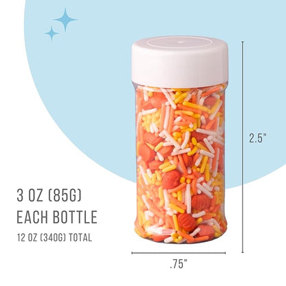 Sweets Indeed Sprinkles, Fall Sprinkles, Leaf Shapes, 4 pack, 11.57 ounces, Edible Sprinkle Mix, Perfect for Cake Decorations, Baking, Ice Cream, Cookies, Cupcake Topper (Fall)