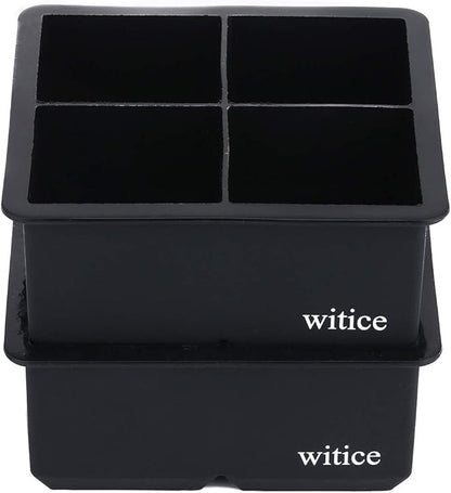 Large Ice Cube Trays Silicone (2.5-Inches) - Whiskey Ice Cube Mold, With Easy Release Ice Cubes for Whiskey and For Cocktail,Food Grade (Black 2 Tray)