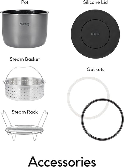 CHEF iQ Smart Pressure Cooker with WiFi and Built-in Scale - Easy-to-Use 10-in-1 Multicooker with 500+ Guided Recipes - Rice Cooker, Slow Cooker, Instant Meals for Foodies - 6 Quart - Family Size