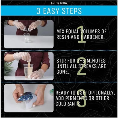 Art 'N Glow Epoxy Resin 32 oz Kit - Crystal Clear, UV Resistant, Self Leveling, Food Safe for Table Top, Arts & Crafts, Wood, Casting, Jewelry Making, Use with Mica Powder, Silicone Molds, Alcohol Ink