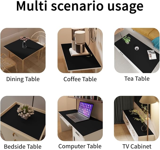 Large Desk Mat - 32x48 Inch Waterproof Easy to Clean Can Conceal Flaws Protector The Table Top from Scratches Used for Dining (Black+Black 32x48)