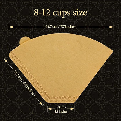 Cafe Le Rou Natural Unbleached Paper Cone Coffee Filters, #4 Size, Brown, 100 Count, for Pour-Over and Drip Coffee Makers