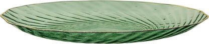 PLASTICPRO 60 Pack Plastic Plates Set of 30-10 inch Plates and 30-7 inch Plate, Elegant Clear Green Spiral and Gold Rim Disposable Fancy Plate Premium Heavyweight