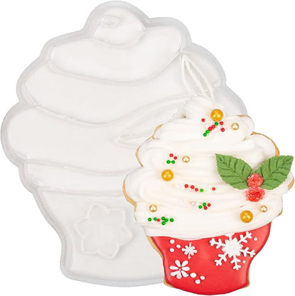 Flycalf Christmas Cookie Cutters Cupcake Shapes with Plunger Stamps Fall Holiday PLA Baking Accessories Cutter Molds Gifts for Kids Decorative Party 3.5" Kitchen Cake Supplies