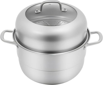 5-Layer Steamer Stackable Steam Cooker, 304 Stainless Steel Steamer with Stackable Pan and Lid, 23.6inch Multi Tier Cookware Pot for Cooking Dumplings, Steamed Buns
