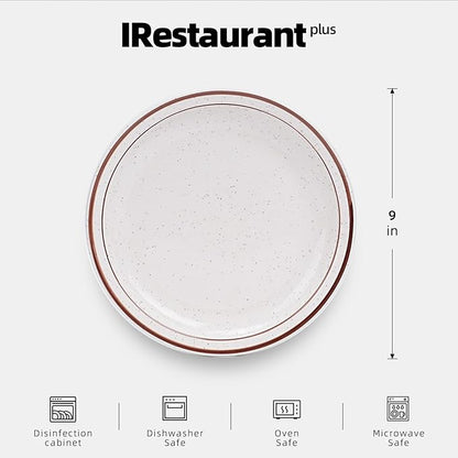 Stoneware Narrow Rim Commercial Grade Dinnerware Brown Speckle, Plate 9", Case of 24