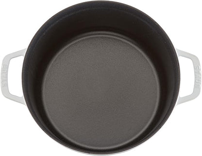 STAUB Cast Iron Dutch Oven 5.5-qt Round Cocotte, Made in France, Serves 5-6, White