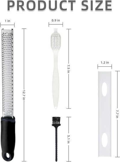 Koythin Zester, Lemon Zester & Cheese Grater with Brush, Heavy Duty Kitchen Tool for Zesting Citrus, Parmesan Cheese, Chocolate, Ginger, Fruits, Stainless Steel with Handle and Cover (Black)