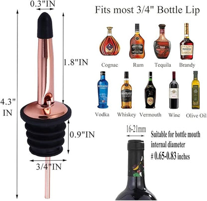 Pafusen 6 Pack Liquor Bottle Pourers, Liquor Pour Spout for Liquor Bottles, Stainless Steel Olive oil Dispenser Spout, Alcohol Pourer Spouts Dust Caps Covers, Rose Gold