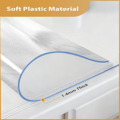 Frosted Table Protector 24 x 48 Inch, 1.4mm Thick Waterproof PVC Plastic Table Cover, Durable Table Pad for Dining Room, Kitchen, Writing Desk, and Coffee Tables