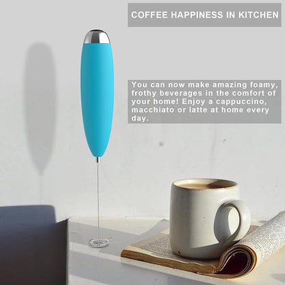 Milk Frother, Coffee Frother, Whisk, Upgraded Motor Electric Whisk Durable Low Noise Mini Drink Mixer Portable Foam Maker For Cold Milk Bulletproof Coffee Latte, Blue