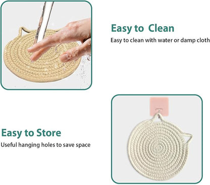 UKJENT Trivets for Hot Dishes - 5 Pcs Cotton Trivet Mats, Heat Resistant Hot Pads Pot Holders Set for Hot Pots & Pans, Kitchen Counter Farmhouse Table New Home Decor Essentials(7" & 9" & 12")