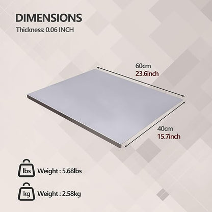 Stainless Steel Cutting Board for Kitchen - 304 Stainless Steel Chopping Boards for Baking, Double-Sided Use for Raw & Cooked Food - Ideal for Homemade Pasta, Pizza & Bread Making (15.7×23.6×0.06")