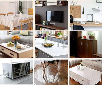 NECAUX Custom Multi-Size 1.5mm Thick Frosted PVC Table Cover Protector - 28 x 48 Inch Plastic Wipeable Desk Cover for 4 Foot Wood Dining Furniture Glass Coffee End Side Tabletop