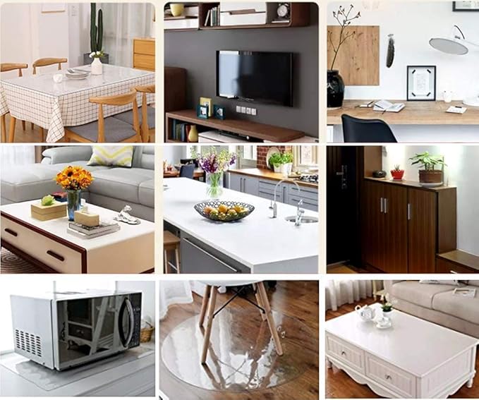 NECAUX Custom 20 x 51 Inch Frosted Table Cover Protector, 1.5mm Thick Plastic Heavy Duty Table Pad Desk Mat Desk Protector for Office Computer Writing Desk, Sofa Table, Media Stand, Coffee Table