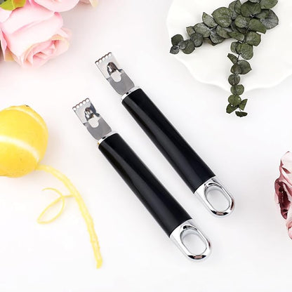 2Pcs Silver Stainless Steel Channel Knife Lemon Peeler,Professional 2 in 1 Cocktail Garnish Tool Set,Ultra Sharp Zester for Citrus Fruits Orange Lemon Rind Peeling Bar Kitchen Accessories