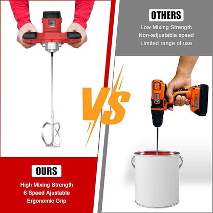 IMAYCC Cement Mixer, 2100W Electric Concrete Mixer with 6 Speed, 110V Handheld Mud Mixer for Motar,Paint, Grout, Plaster, Thinset,Fodder Stirring Tool